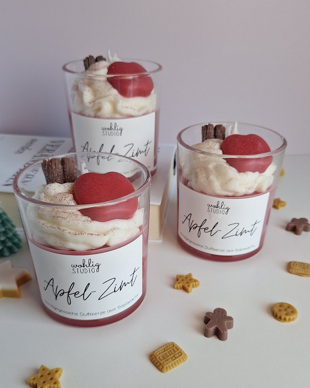 Duftkerze Apfel-Zimt - Dessertkerze mit Bratapfel-Duft