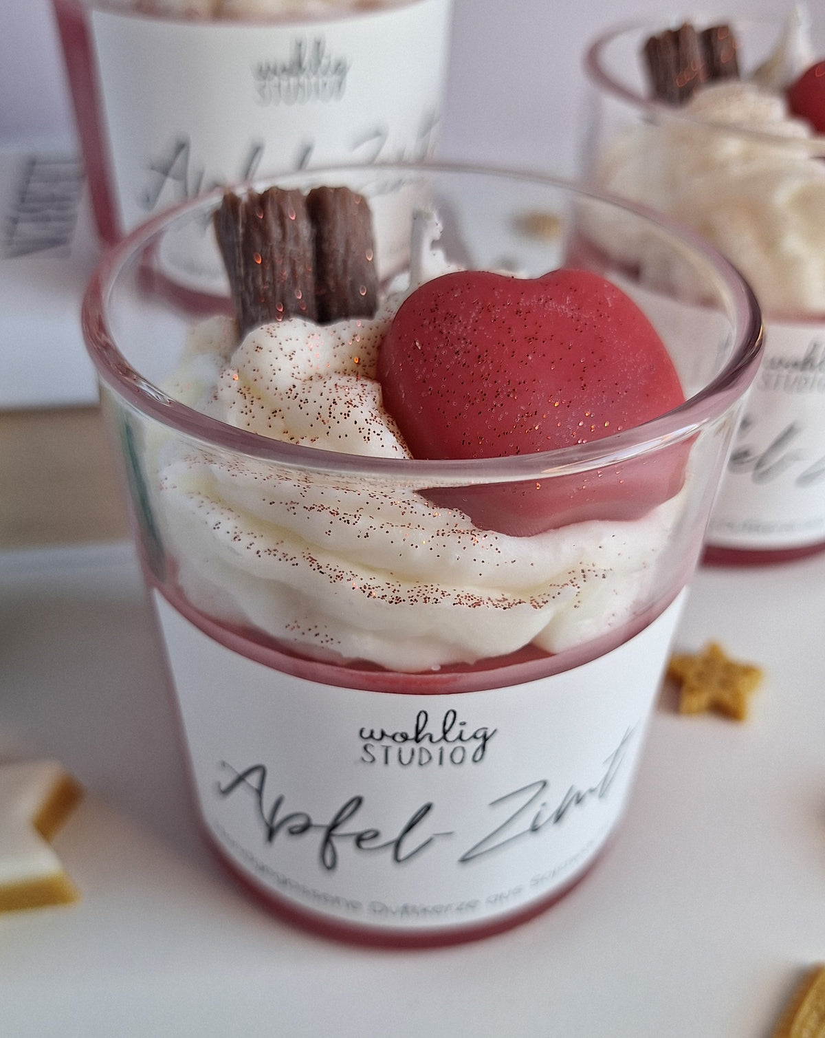 Duftkerze Apfel-Zimt - Dessertkerze mit Bratapfel-Duft