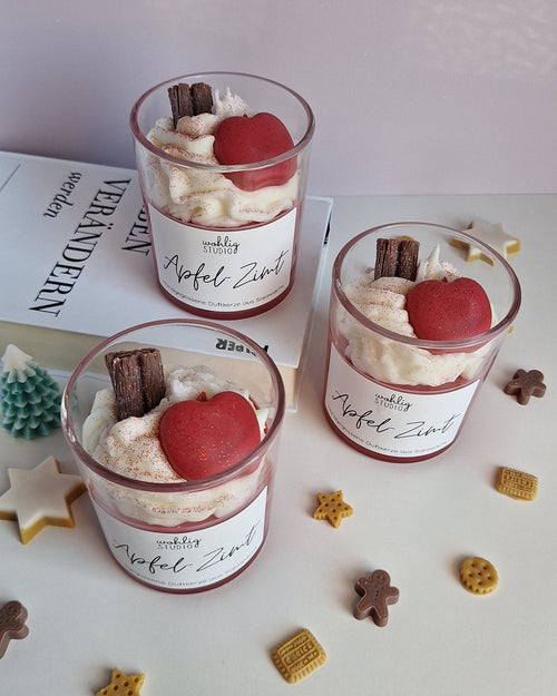 Duftkerze Apfel-Zimt - Dessertkerze mit Bratapfel-Duft